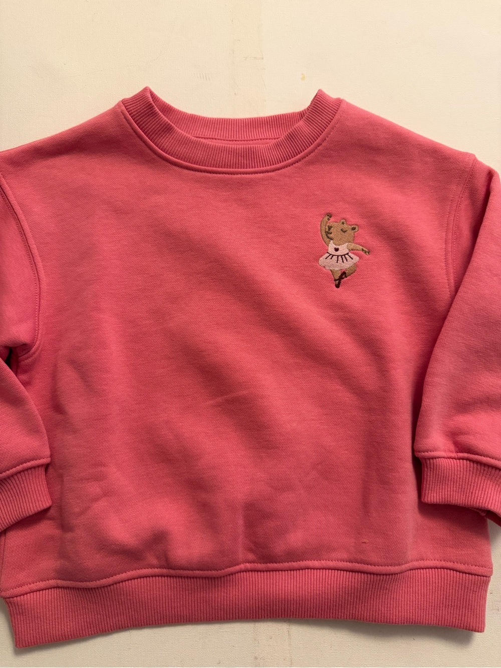 Zara Pink Crewneck Sweatshirt with Ballerina Bear Embroidery